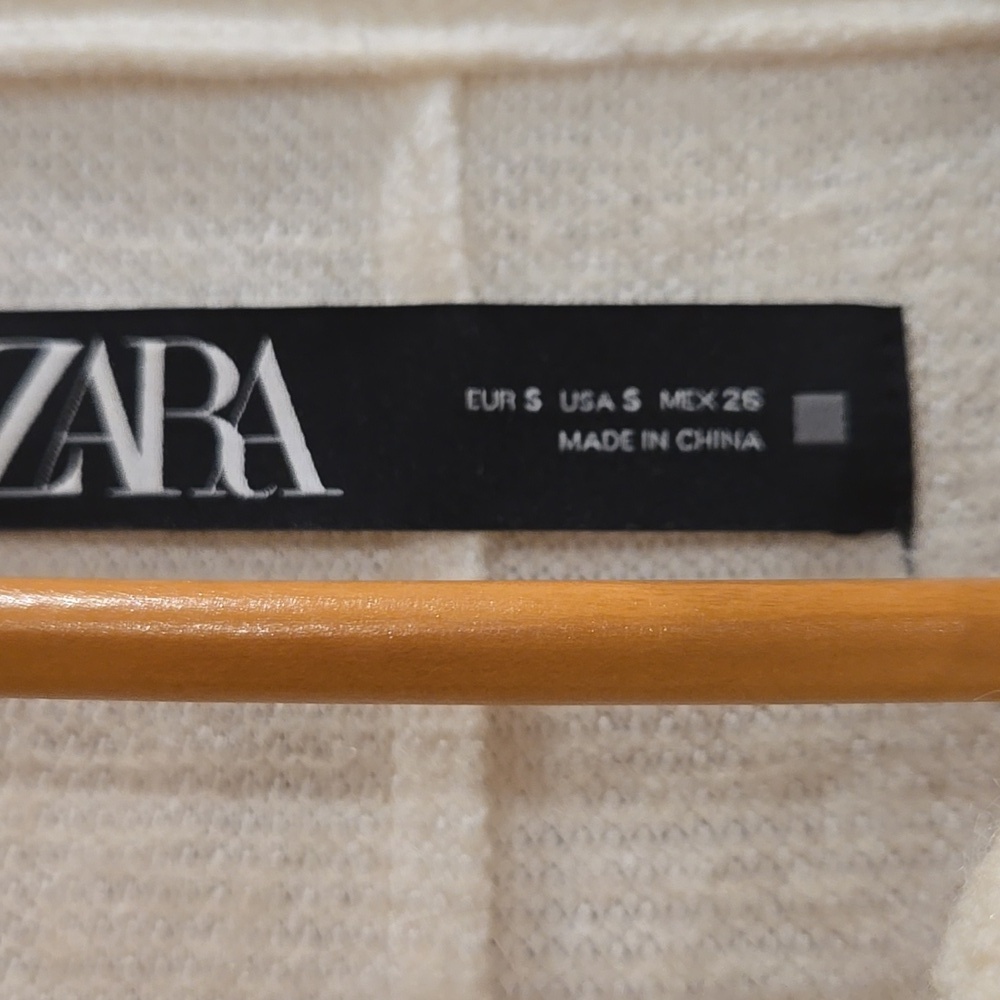 Zara Women's Blazer Coat, Wool Blend, Unlined, Creamy White, Buttons, Small - Picture 7 of 16